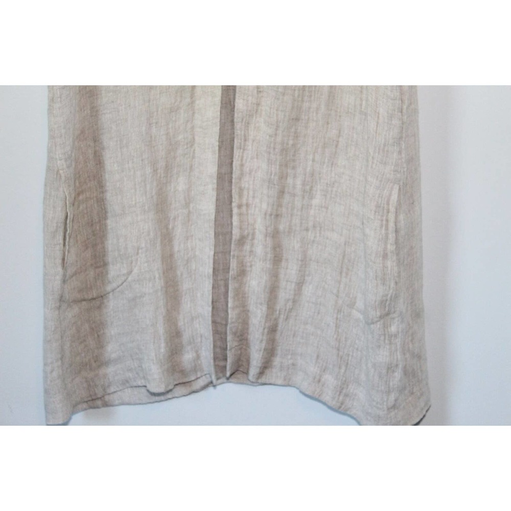 J. Jill 100% Linen Tunic Duster Sleeveless Vest Tan Women's Size Large H14872 - Picture 4 of 11